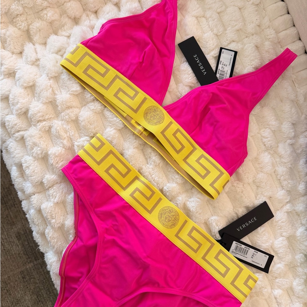 Versace Fuchsia and Gold Bikini Set